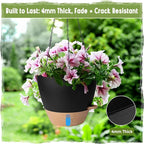 Self-Watering Hanging Planters with Water Level Window, 8/10 Inch Indoor Outdoor Hanging Plant Pots Includes Chain Hangers with Drainage Holes & Detachable Reservoir (Black, 8+10 inch)