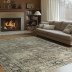 Washable Rugs 8x10 Area Rugs for Living Room - Modern Abstract Rugs for Bedroom,Dining Room,Large Soft Low Pile Carpet with Non Slip Rubber Backing,Neutral Accent Nursery Rug- Yello Beige