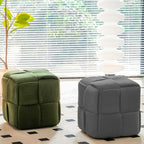 Ottoman Foot Rest Soft and Comfortable Ottoman Square Corduroy Woven Design Sofa Stool (Grey)
