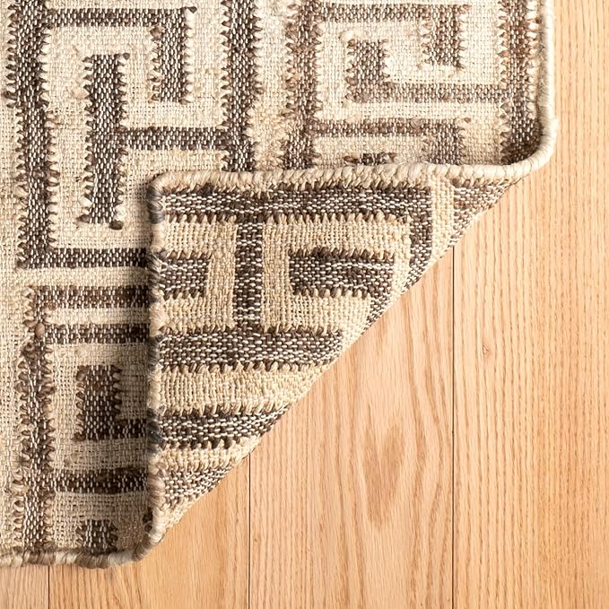 Dash and Albert Auricula Handwoven Jute Rug, 8 X 10 Feet, Black/Neutral Geometric Pattern - Premium Luxury Hotel Quality Soft Breathable Hypoallergenic Machine Washable Easy Care All Season