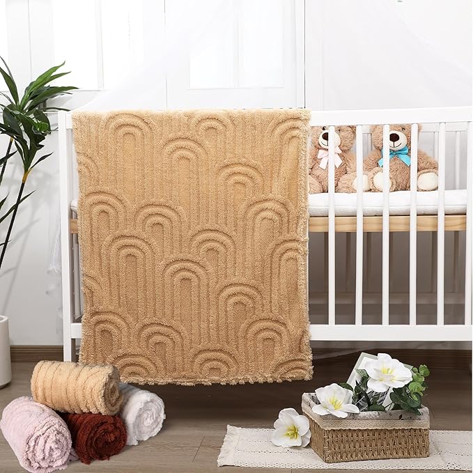8 Pcs 3D Boho Baby Blanket for Girls Boys Fluffy Toddler Blanket Soft Warm Newborn Toddler Receiving Crib Stroller Blankets Infant Gift for Baby Shower, 32" x 24" (Rainbow)
