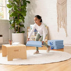 ECR4Kids SoftZone Floor Cushions, Square, Flexible Seating, Powder Blue, 6-Piece