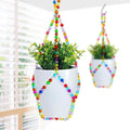 2 Pack Macrame Plant Hanger Small (6" Pot), Glass Beaded Plant Hangers Indoor Outdoor | Colorful Hanging Planters, Hanging Plants Holders | NO Pot/Plants Included (2PK, for 6 inch)
