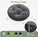 HIGOGOGO Floor Pillow Cushion for Adults, Meditation Cushion Pillow, Large Round Floor Sitting, Tufted Corduroy Cover, for Tatami Living Room or Yoga, 22x22 Inch, 2Pack, Dark Grey