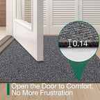LUMI Ultra Thin Indoor Door Mat for Entrance 17"x30", Non Slip Entryway Mat, Low Profile Doormat, Unique Herringbone Design Carpet for Inside, Patio, Porch, Dark Gray