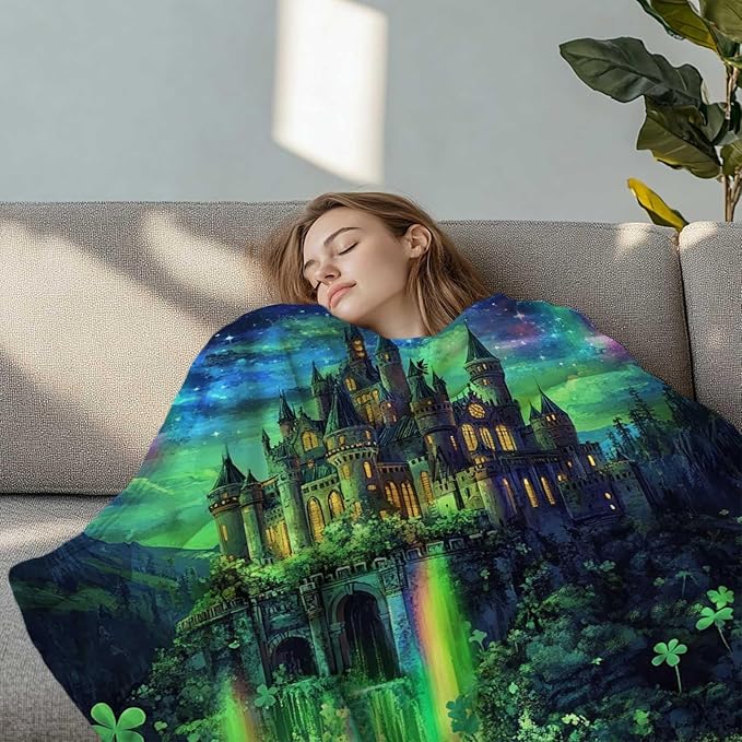 Fantasy Castle Throw Blanket 50x60 Inches | Aurora Magical Fleece Blanket for Couch Sofa Bed | Fairy Tale Landscape Decorative Throw | Soft Cozy Gift for Women Girls