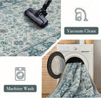 Area Rug 6×9, Large Vintage Boho Rug,Ultra-Soft Low Pile, Washable, Non Slip,Stain Resistant, Printed Carpet for Living Room Bedrooms Playroom Office Kitchen,Turquise/Cream