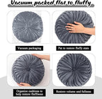 Round Throw Pillows Decorative Pleated Throw Pillows 15'' Diameter Accent Pumpkin Boho Chair Cushion for Couch Sofa Home Decoration(Black, White, Gray,3 Pcs)