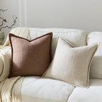 24x24 Linen Pillow Covers Brown Pack of 2 Farmhouse Boho Neutral Accents Striped Textured Square Decorative Throw Pillow Cases for Living Room Couch Bed Home Decor