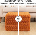 20x20x14 Inches Fluffy Square Pouf Ottoman - Plush Furry Boneless Ottoman Foot Rest Stool with High-Density Foam, Versatile Floor Seating for Living Room (Burnt Orange)