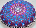 CRAFT KALA 22" Round Boho Floral Floor Pillow Cover, Purple, 22" Diameter, Cotton Fabric, Soft, Indoor Use, Washable