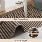 Beevia Striped 5x7 Neutral Jute Rug, Indoor Outdoor Rugs for Living Room, Farmhouse Modern Non-Slip Large Floor Carpet for Patio Balcony Dining Room Decor (Nature, 5x7ft)