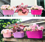 LaLaGreen Outdoor Hanging Planter (11.2 Inch, 6 Pack) Light Pink, Light Purple, Turquoise, Neon Pink, Yellow, Orange Metal Iron Window Box Flower Pot Deck Railings Fence Buckets Porch Garden Decor