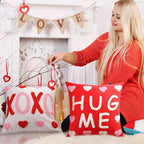 2 Pcs Tufted Valentine's Day Pillow Covers 18'' Red White Heart Throw Pillow Cases 3D Soft Plush Faux Fur Wool Couch Cushion Case for Chair Sofa Bedroom Living Room Home Decor