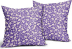 Purple Pillow Covers 22x22 Set of 2 Vintage Floral Rustic Old Style Cute Flower Print Decorative Outdoor Pillowcases Seasonal Farmhouse Throw Cushion Case Decor for Couch Sofa Bed