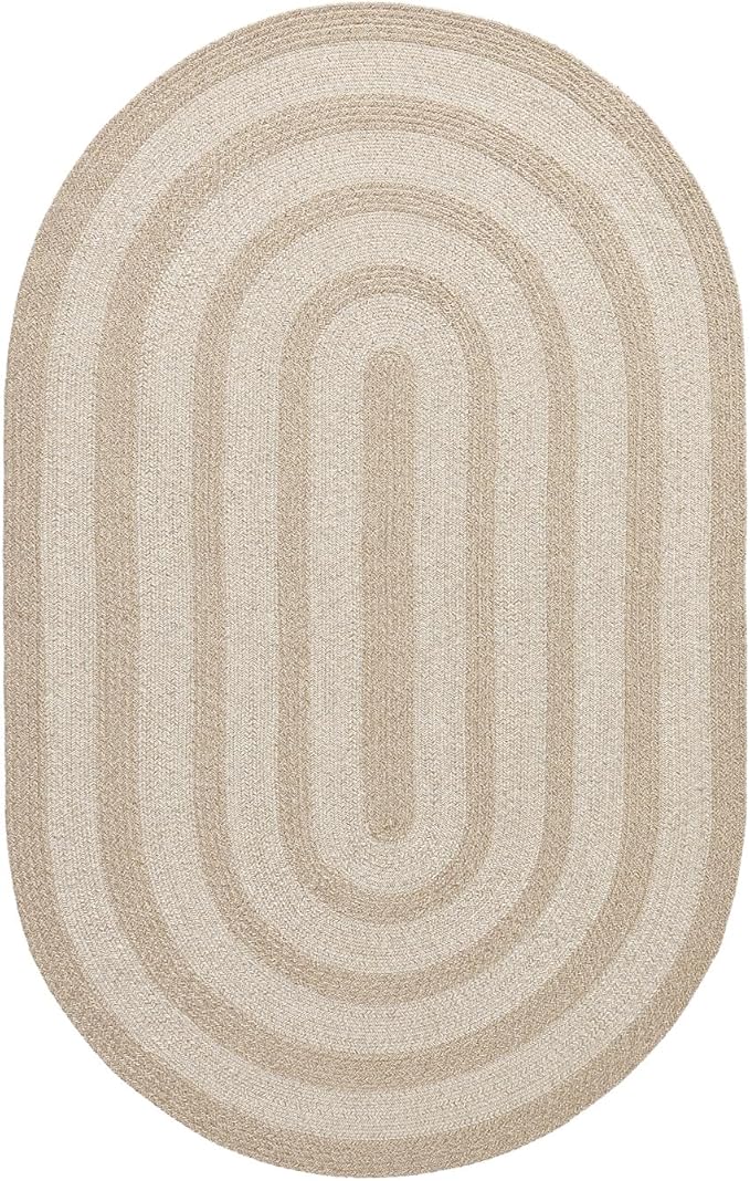 DEXI Jute Area Rug Natural Fiber 5x8 Oval, Woven Braided Durable Farmhouse Design Rugs for Living Room, Bedroom Dinning Room Office Outdoor Patio, Beige