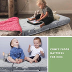 MeMoreCool Foldable Floor Mattress for Kids, Glow Star Trifold Mat, Kids Folding Mattress Portable Futon, 75x25 Inch Grey