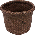 6 inch Seagrass Planter Basket, rattan plant basket Woven Flower Plant Pot Plant Container Flower Pot Cover, Stylish Planter Baskets for Indoor Plants- wicker storage bins S woven plant basket