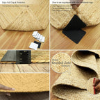 Heavy Material Hand Braided Jute Rug 4x20 Kilim Runner Natural Jute Beige Multi Hand Woven Rug Flatweave Runner Indoor Outdoor Rugs for Bedside Corridor Kitchen Balcony