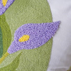 vctops Farmhouse Calla Lily Cotton Tufted Throw Pillow Cover Spring Floral Embroidery Pillowcase Soft Square Cushion Case for Sofa Couch Bed Chair (Purple C,18"x18")