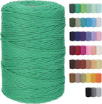 Cotton Macrame Cord 3mm 328yards Natural Colored Macrame Supplies, Soft Craft Cotton Rope for Plant Hanger Wall Hanger Dreamcatcher (Dark Green)