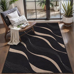 Tangsoo Easy Jute 3x5 Rug for Bedroom,Non Slip Rubber Backing Washable Outdoor Small Area Rug,Farmhouse Black Thin Indoor Throw Carpet for Front Porch Patio Entryway Living Room Balcony