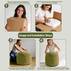 Sqodok Round Stuffed Pouf Ottoman for Foot Stools, 20"x 15" Corduroy Poufs Ottoman with Shredded Foam Filling, Washable Floor Poufs Foot Rest for Living Room Bedroom Home Decor and Office Chair