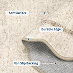 GarveeHome Scalloped Washable Kitchen Runner Rug 2x8, Beige Runners for Hallway, Non Slip Boho Soft Bathroom Throw Mat Bordered Carpet Runner for Laundry Entryway Bedroom 2 ft x8 ft Beige