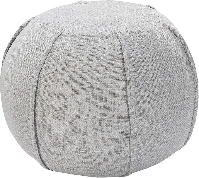 LR Home Gray Striped Cotton Pouf for Home Décor | Hand Made Bohemian Foot Rest for Bedroom & Living Room Décor | 18 x 18 x 14 Stuffed Pouf for Seating