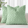 decorUhome Cozy Textured Throw Pillow Covers 20x20 Inch Set of 2, Soft Plush Faux Wool Sage Green Accent Couch Pillow Covers for Modern Farmhouse Sofa Bed Living Room