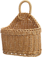 Woven Hanging Storage Basket for Kitchen 9.64X7.48X3.93In Rattan Wall Basket with Hook for Garlic Ginger Onion Potato Organization