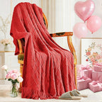 inhand Red Knitted Throw Blanket for Couch Bed, Mothers Day/Mom Birthday Gifts for Mom from Daughter Son, Soft Lightweight with Tassels, Farmhouse Warm Decorative Blanket for Women, 60"x80"