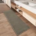 AMOAMI Upgraded Waffle Runner Rug, Super Absorbent Non Slip Bath Mats for Bathroom Floor, Washable Bathroom Runner Rug with Tassels, Ideal for Hallway Bedroom Laundry Room, Green, 2'x 4'(24" x 48")