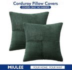 MIULEE Army Green Decorative Throw Pillow Covers 18x18 Inch for Couch Bed Sofa Pack of 2 Boho Farmhouse Throw Pillows Soft Cross Corduroy Patchwork Textured Cushion Cases