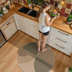 Lahome Enfys Modern Rainbow Round Entryway Rug 4ft, Circle Easy Jute Rug Washable Indoor Outdoor Patio Rug Farmhouse Front Door Mat, Contemporary Non Slip Round Carpet for Bedroom Kitchen