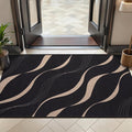 Tangsoo Easy Jute 2x4 Small Throw Rugs for Entry,Washable Thin Indoor Door Mat,Black Wavy Lines Non-Slip Floor Small Outdoor Carpet for Entryway Kitchen Hallway Bedroom Front Porch