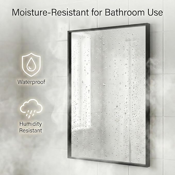 2-Pack 24x36 Matte Black Bathroom Mirror, Deep-Set Metal Frame, Heavy-Duty Rectangular Vanity Mirror for Over Sink, Modern Farmhouse & Industrial Style