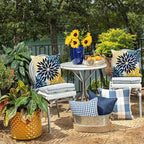 DFXSZ Blue Yellow Flower Pillow Covers 24x24 Inch Set of 2 Outdoor Throw Pillows Outdoor Waterproof Decor for Living Room Sofa Patio Funiture Garden Floral Polyester Pillow Covers 012D24