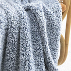 Ultra Soft Fleece Sherpa Blanket King Size,Lightweight Cozy Boho Bed Blanket with Decorative Tassel, Pattern Reversible, 2 Tones Ombre Blue,104”x90”