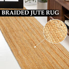 Hand Woven Jute Area Rug - 2' x 6' Feet - Rustic Beige Reversible Rectangular Rugs for Bedroom, Kitchen, Living Room - Vintage Natural Braided Entry Floor Décor Boho Jute Rug 24 X72 Inches