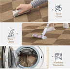 Lanffia Checkered Easy Jute Washable Rugs 8x10, Neutral Non Slip Rug for Living Room, Checkerboard Indoor Outdoor Carpet, Large Farmhouse Low Pile Non Shedding Carpet for Classroom Patio