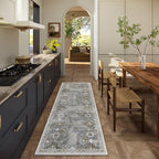 Washable Runners for Hallways Kitchen Rugs: 2'6"x8' Runner Rug Stain Resistant Non Slip Low Pile Soft Carpet Runners for Hallways Indoor Entryway Kitchen Laundry Room Bedroom Bathroom Farmhouse