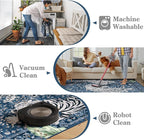 Moynesa Tiger Washable Area Rugs 8x10, Large Boho Rugs for Living Room, Vintage Non Slip Dining Room Rugs for Under Table, Ultra Thin Soft Floor Carpet for Office Bedroom, Blue
