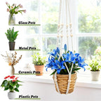 Large Macrame Plant Hanger with S Hook, 35 Inch Hanging Planters for Indoor Plants Outdoor, Extra Long Strong Hanging Plant Holder Basket Boho Home Decor(Ivory)