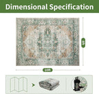 Washable Rugs 8x10 Area Rugs for Living Room- Vintage Rugs for Bedroom,Dining Room, Large Ultra Soft Retro Carpet with Non Slip Rubber Backing,Neutral Accent Carpets for Nursery Home Office