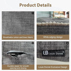 Louis Donné Unstuffed Storage Pouf Ottoman Cover - Square Cotton Linen Footstool Chair for Living Room Nursery, DIY Bean Bag for Stuffed Animal Storage, 18 x 18 Inch, Cover ONLY