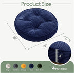 HIGOGOGO Floor Pillow Cushion for Adults, Meditation Cushion Pillow, Large Round Floor Sitting, Tufted Corduroy Cover, for Tatami Living Room or Yoga, 22x22 Inch, Navy