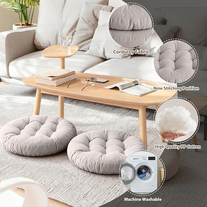 Tiita Outdoor Cushions Square Floor Pillow Thicken Tufted Seat Pad Large Floor Cushion for Yoga Meditation Living Room