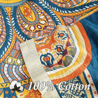 Snycler Boho 100% Cotton Throw Blanket, Decorative Muslin Boho Throw Blanket, Soft Cozy Colorful Bohemian Floral Reversible Blanket with Tassels for Chair Couch Bed Sofa Room Decor, 80x90 Inch