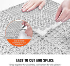 VEVOR Modular Interlocking Cushion, 50 Pack 12" x 12" Splicing Drainage Mats, Soft PVC Interlocking Drainage Floor Tiles, Non-Slip Drainage Holes for Restroom, Bathroom, Kitchen, Pool, Wet Areas, Gray